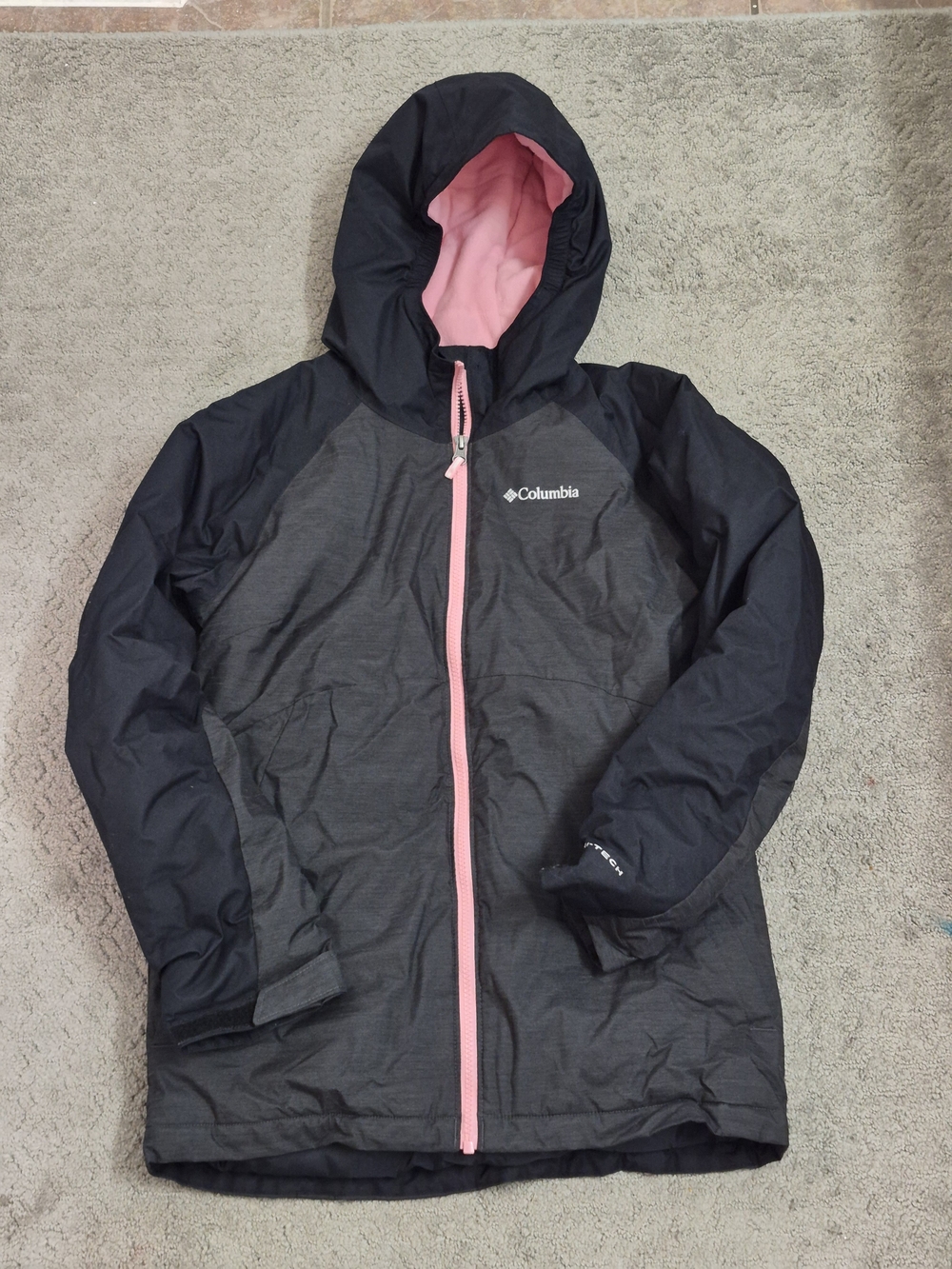 Columbia Girls Black & Pink Hooded Insulated Jacket 14/16 Lg